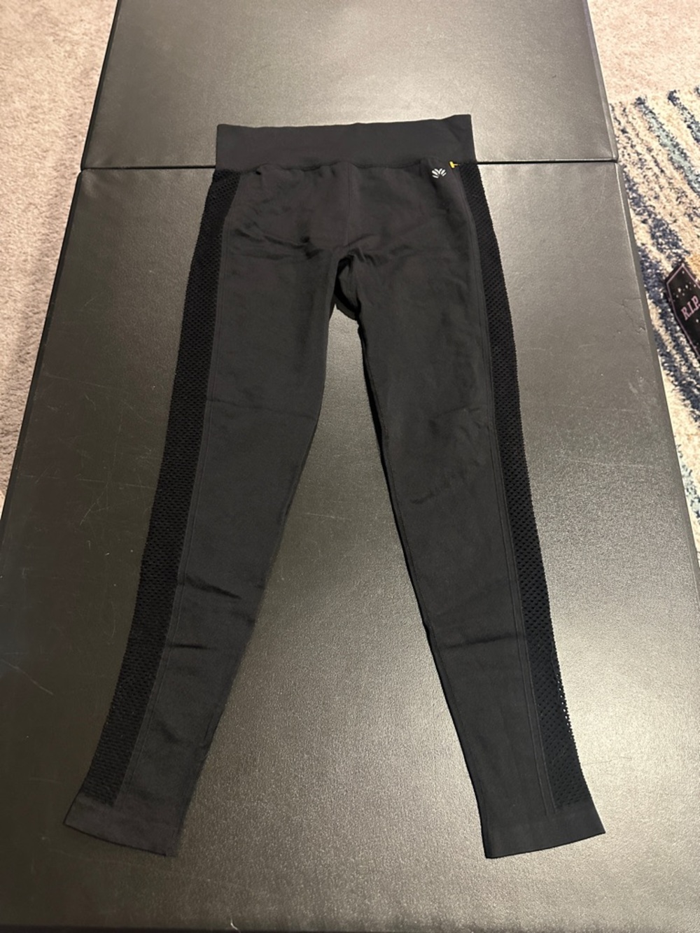 Forever 21 Black Textured Side-Panel Leggings